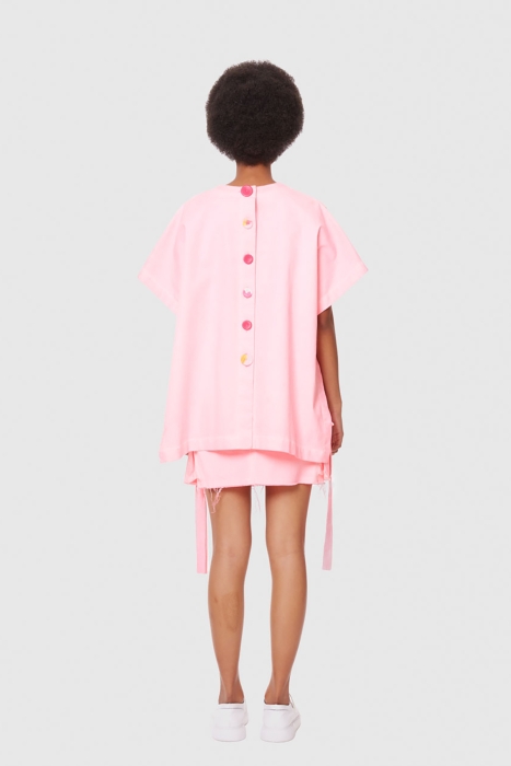 Gizia Stripe Detailed Neon Denim Skirt. 2
