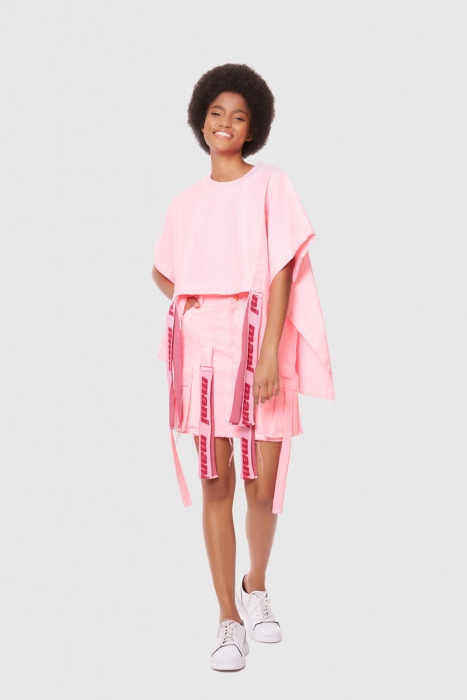 Gizia Stripe Detailed Neon Denim Skirt. 3