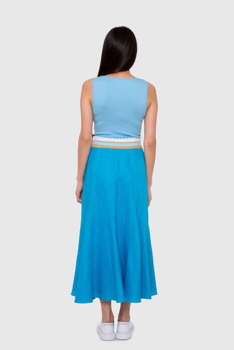 Gizia Blue Skirt With Patterned Waist. 2