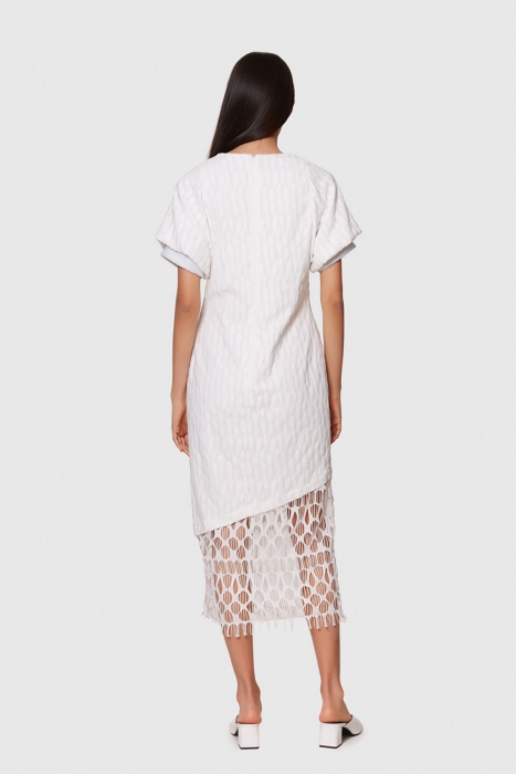 Gizia Printed White Knit Midi Dress. 2