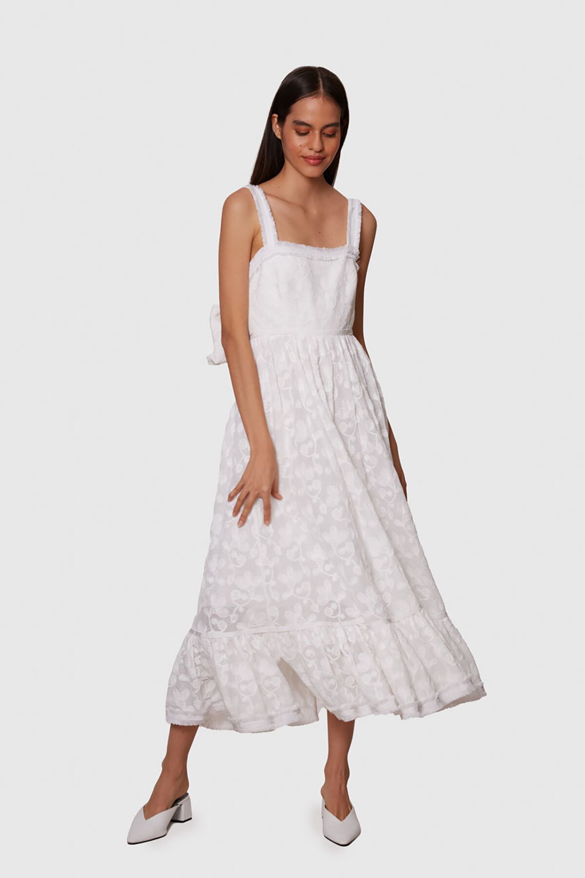 MANI MANI - Scallop Bow-Tie Detailed White Dress