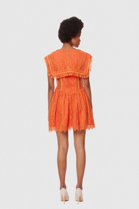 Gizia Coral Color Lace Dress. 2