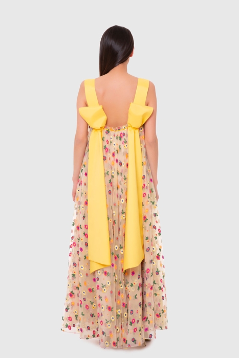 Gizia Yellow Belted, Floral Dress. 2