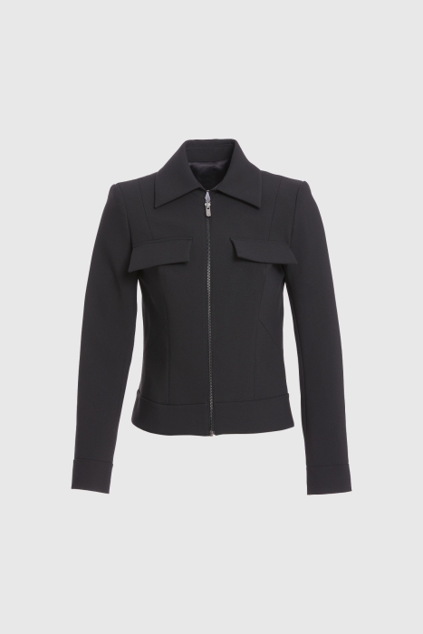  GIZIA - Fermuarlı Kup Detaylı Siyah Ceket