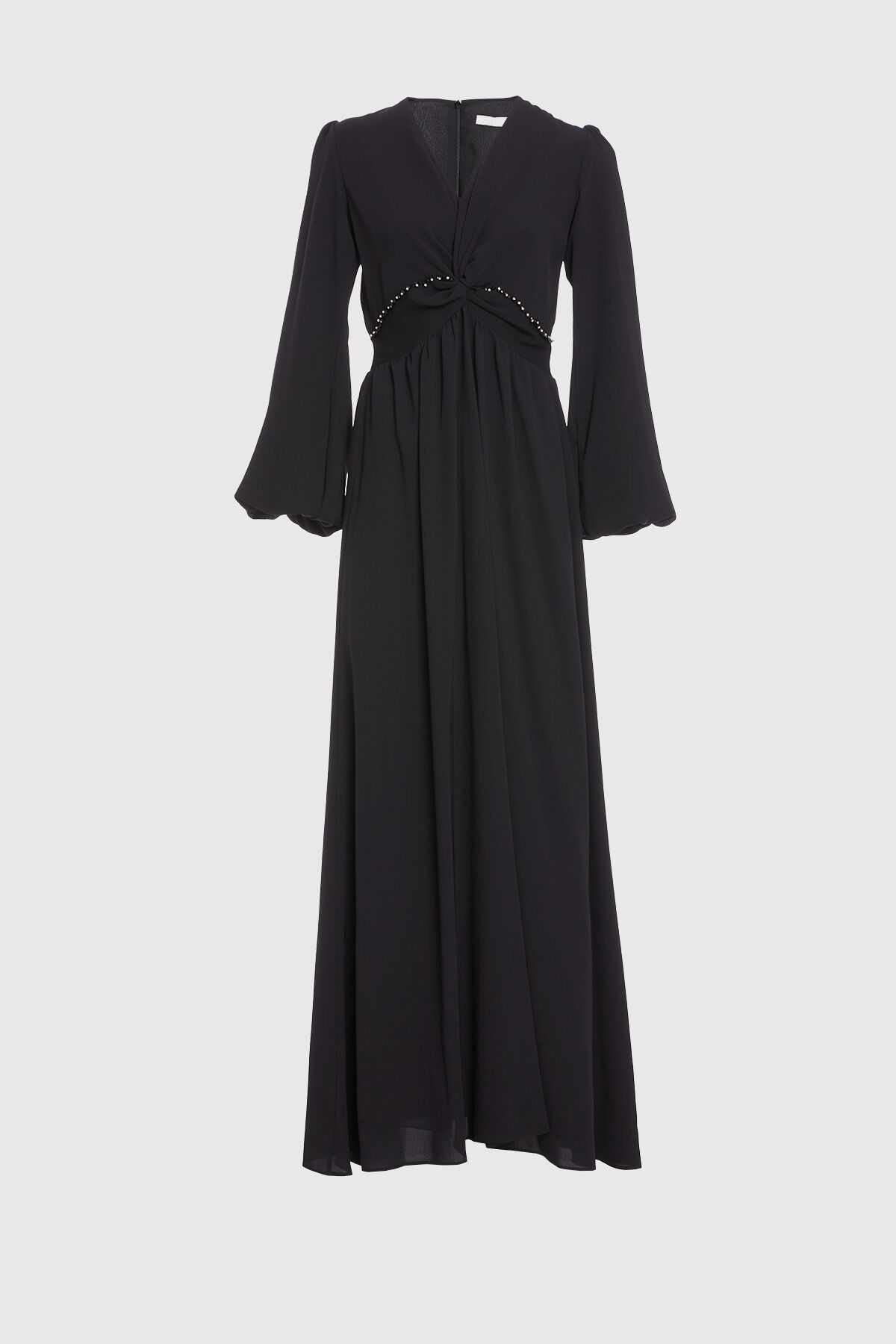  GIZIA - V Neck Long Black Dress
