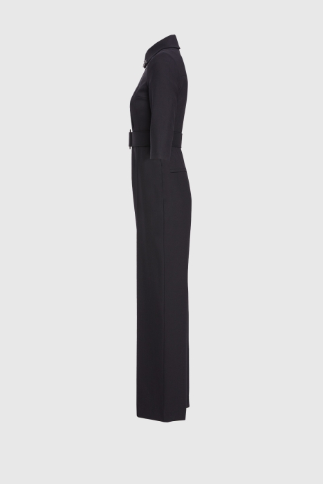 Gizia Zipper and Embroidery Detailed Black Jumpsuit. 2