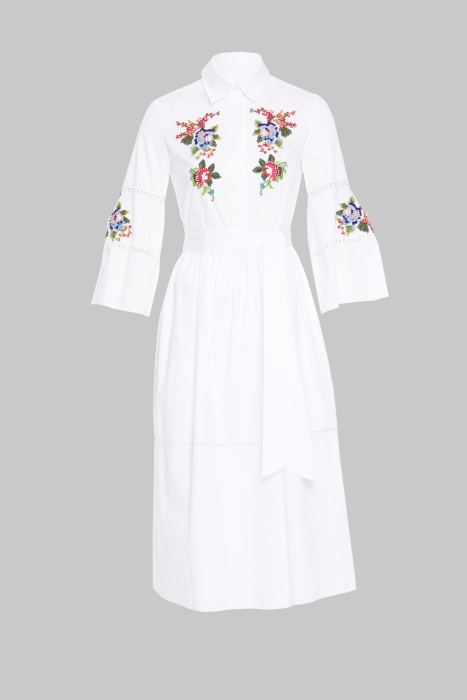 White long sleeve embroidered dress cheap