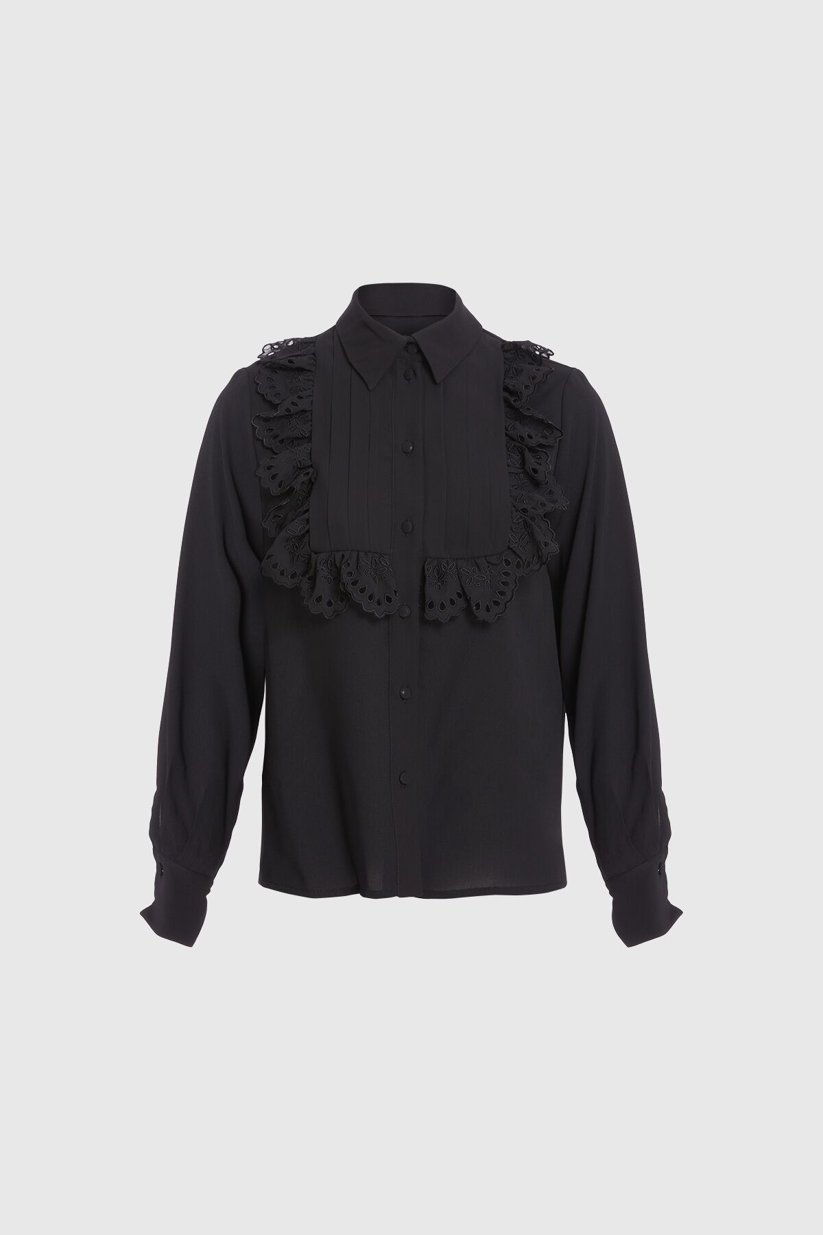  GIZIA - Embroidered Detailed Black Blouse