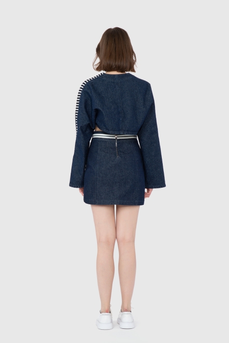 Gizia Patterned Garnish Mini Jean Skirt. 3