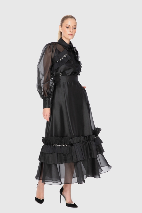 Gizia Ruffle And Embroidered Detailed Organza High Waist Skirt. 1 Gizia Ruffle And Embroidered Detailed Organza High Waist Skirt. 1