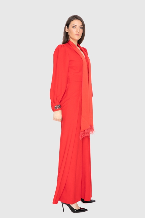 Gizia Stone Detailed Red Jumpsuit. 2