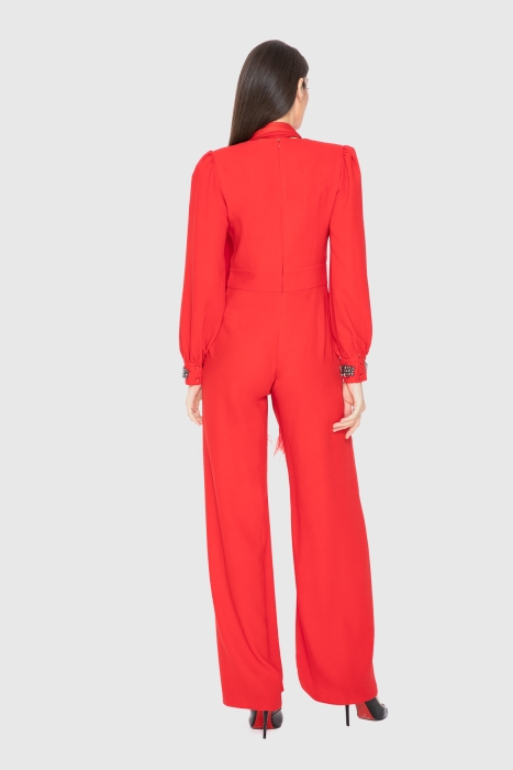 Gizia Stone Detailed Red Jumpsuit. 3