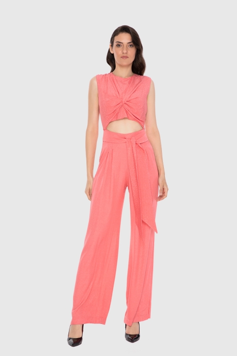 Gizia Lacing Detailed Pink Jumpsuit. 1