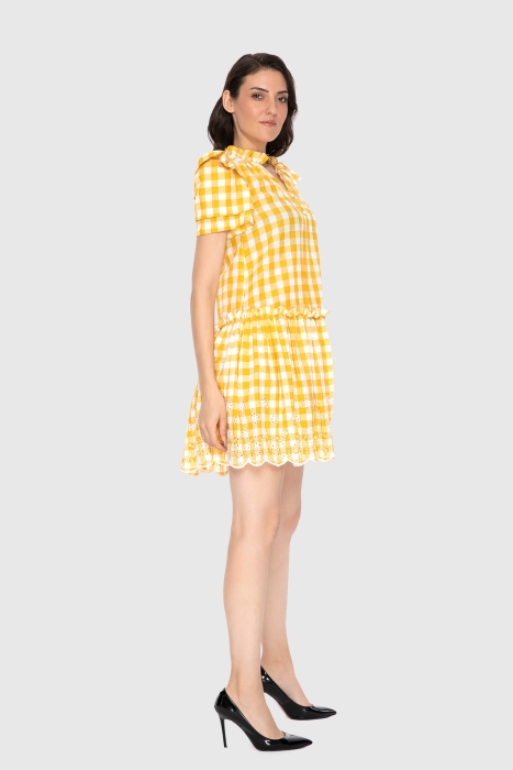 Gizia Mini Dress With Shoulder Ruffle Skirt Processing Detail. 2