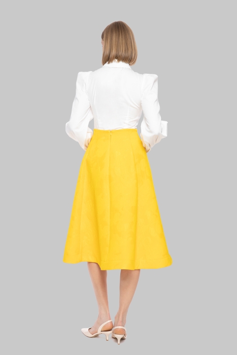 Gizia Bow Detailed Yellow Midi Skirt. 3