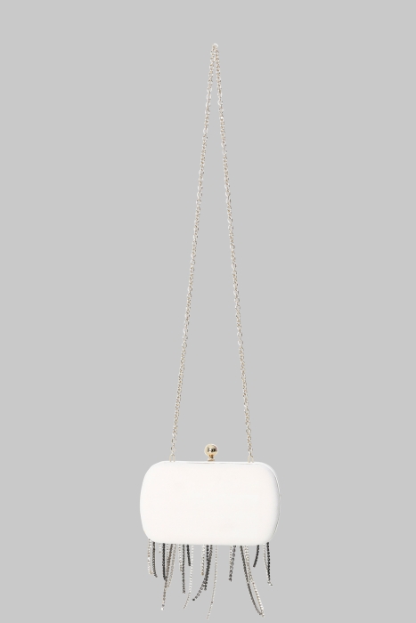Gizia Ecru Bag with Stone Tassel Detail and Chain. 3