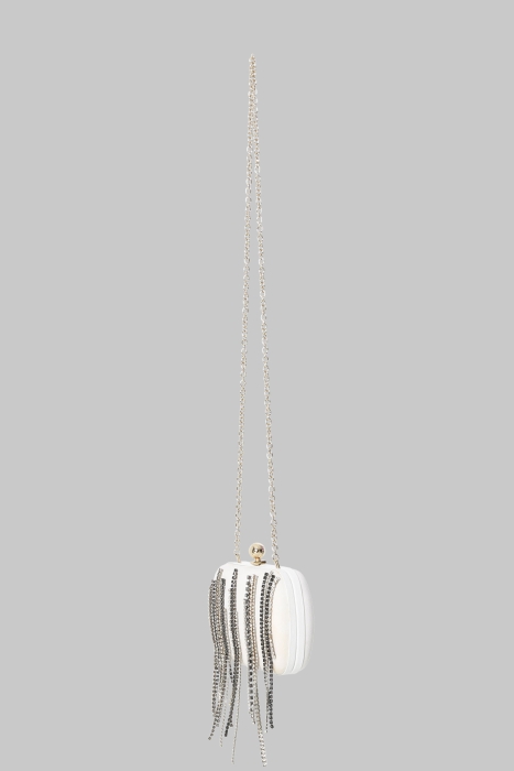 Gizia Ecru Bag with Stone Tassel Detail and Chain. 2