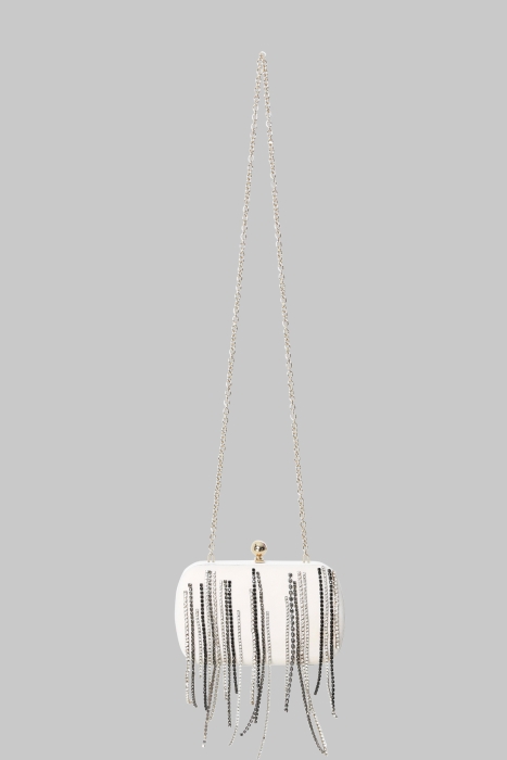 Gizia Ecru Bag with Stone Tassel Detail and Chain. 1
