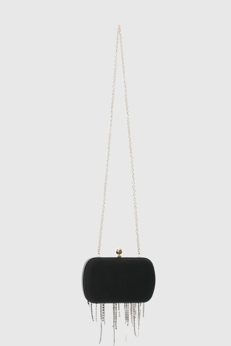 Gizia Stone Tassel Detailed Chain Black Bag. 3