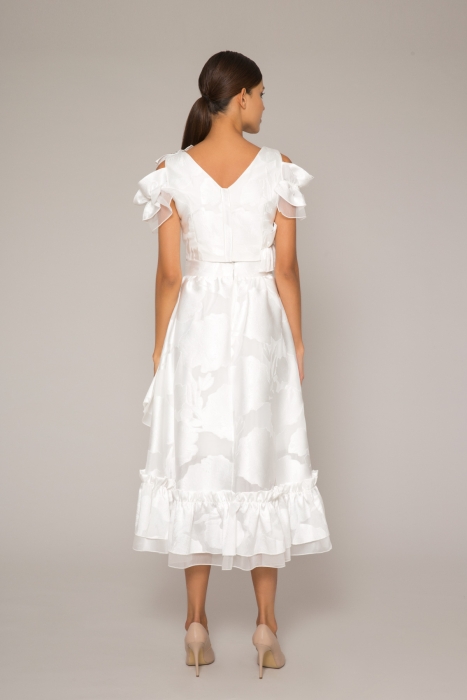 Gizia Layered, Frill Detailed, Gathered Midi Skirt. 3 Gizia Layered, Frill Detailed, Gathered Midi Skirt. 3