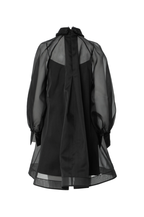 Gizia فستان لون أسود بتفاصيل شفافة. 3