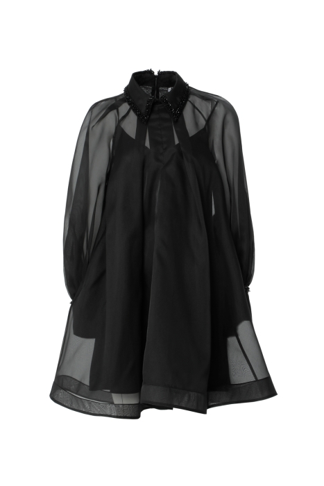 Gizia فستان لون أسود بتفاصيل شفافة. 1