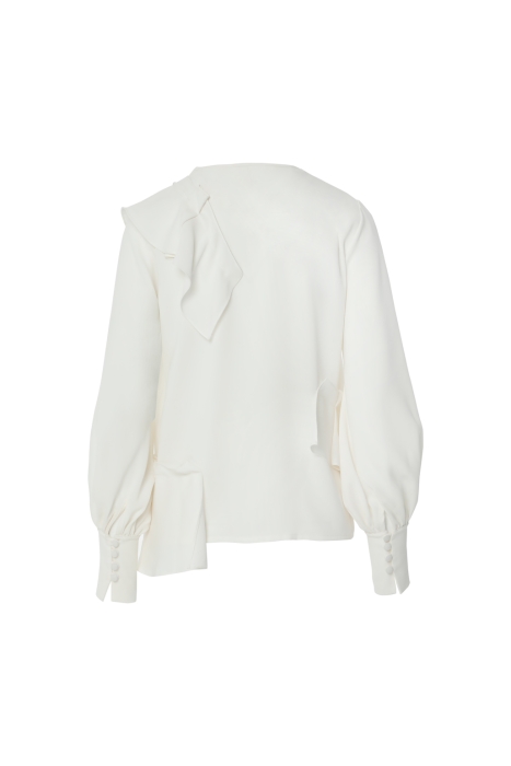Gizia With Embroidery And Flounce Detail Black Crepe Blouse. 3