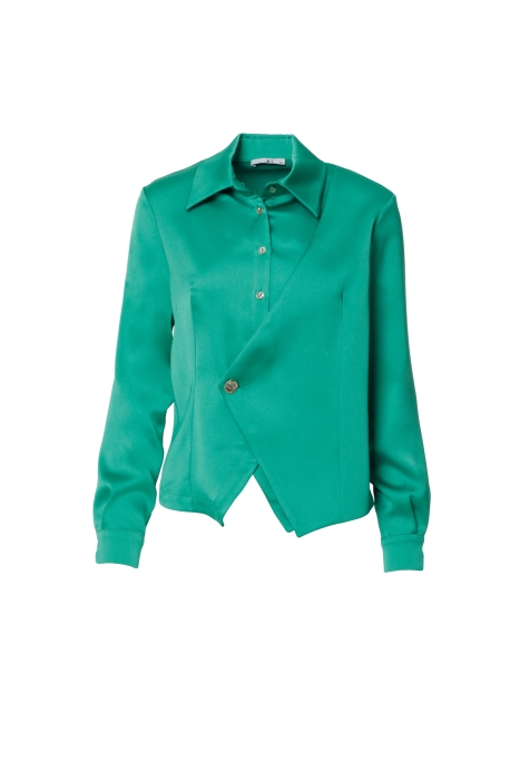 Gizia Button Detailed Green Blouse. 1