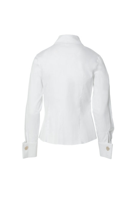 Gizia Cuff Detailed Wide Collar Ecru Fit Poplin Shirt. 3