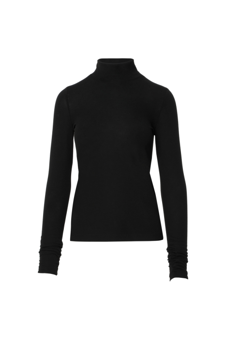 Gizia Stand-up Collar Black Knitwear Blouse. 1