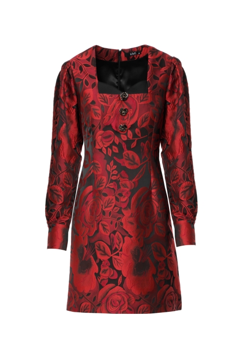 Gizia فستان قصير أحمر مزين بطبعة الزهور. 1