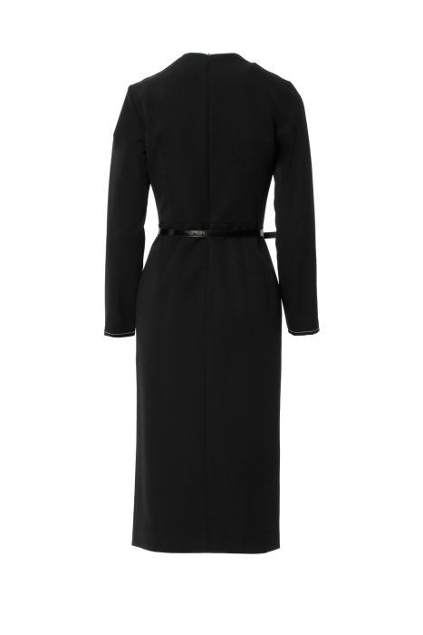 Gizia George V-Neck Embroidery Detailed Black Midi Dress. 3 Gizia George V-Neck Embroidery Detailed Black Midi Dress. 3
