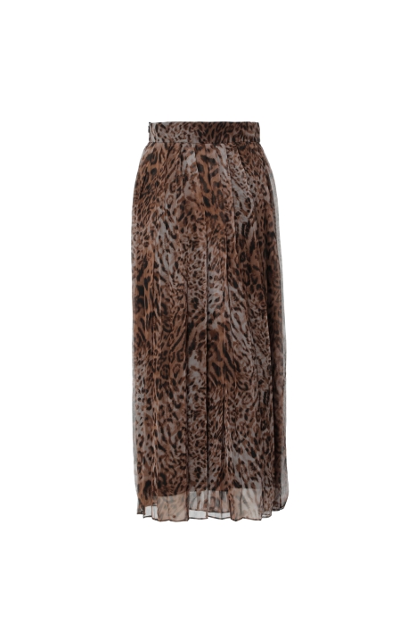 Gizia Pleated Brown Midi Skirt. 1