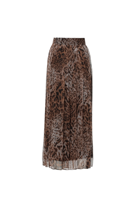 Gizia Pleated Brown Midi Skirt. 3