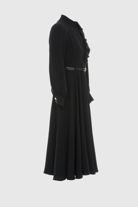 Gizia Leather Belt Midi Black Dress With Plain Rims. 3