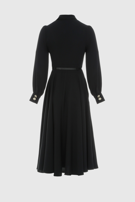 Gizia Leather Belt Midi Black Dress With Plain Rims. 5