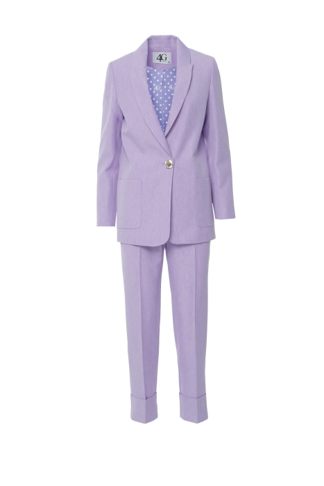 Gizia Big Metal Buttoned Double Turn Ups Lilac Suit. 1