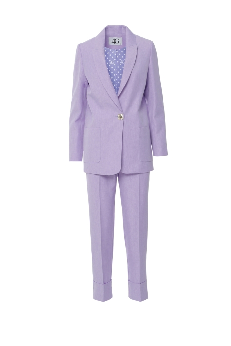 Gizia Big Metal Buttoned Double Turn Ups Lilac Suit. 1 Gizia Big Metal Buttoned Double Turn Ups Lilac Suit. 1