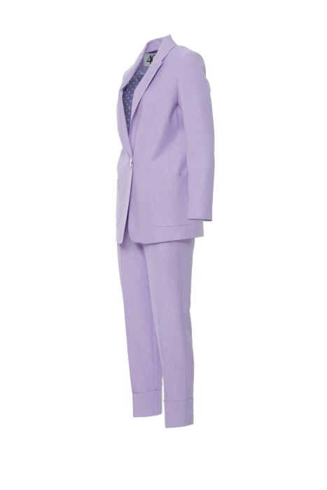 Gizia Big Metal Buttoned Double Turn Ups Lilac Suit. 2