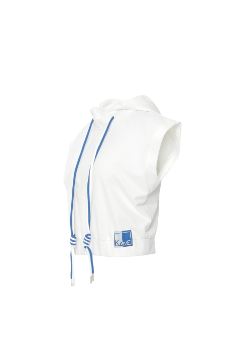 Gizia Comfortable Cut Sleeveless Ecru Sweatshirt with Hoodie. 2 Gizia Comfortable Cut Sleeveless Ecru Sweatshirt with Hoodie. 2