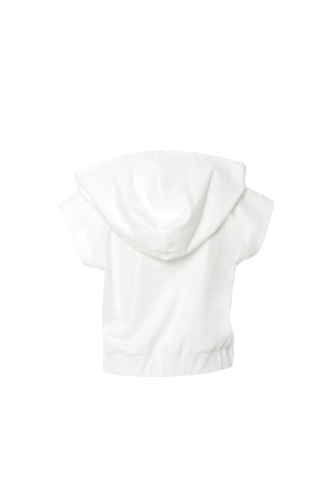 Gizia Comfortable Cut Sleeveless Ecru Sweatshirt with Hoodie. 3 Gizia Comfortable Cut Sleeveless Ecru Sweatshirt with Hoodie. 3
