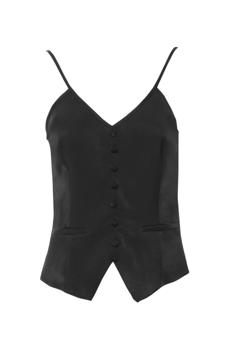 Gizia Brit Button Up Black Blouse With Rope Strap. 1