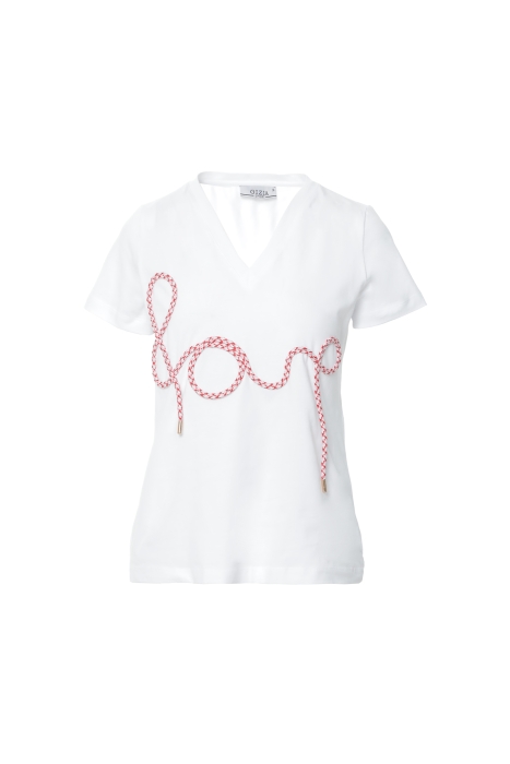 Gizia White Tshirt With Lettering Detail. 1