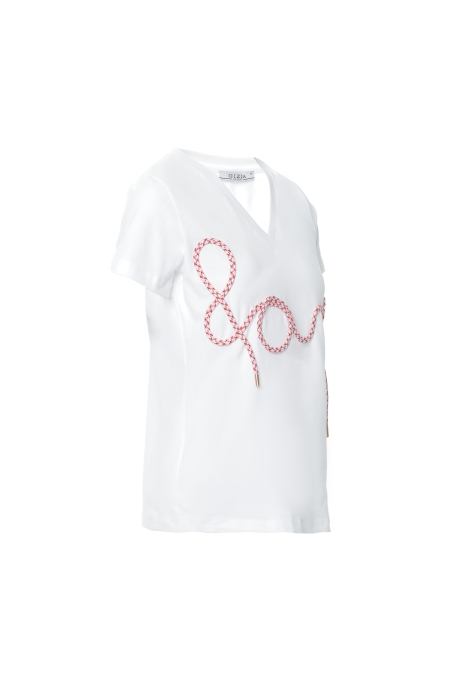 Gizia White Tshirt With Lettering Detail. 2