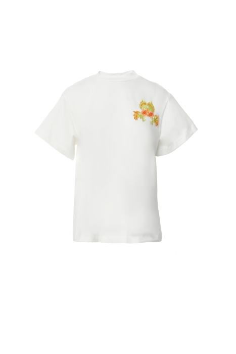 Gizia Basic Ecru Tshirt With Applique Embroidery Detail. 1