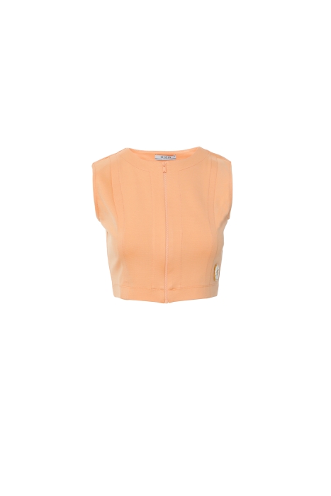 Gizia Salmon Short Blouse With Zipper And Star Detail. 1 Gizia Salmon Short Blouse With Zipper And Star Detail. 1