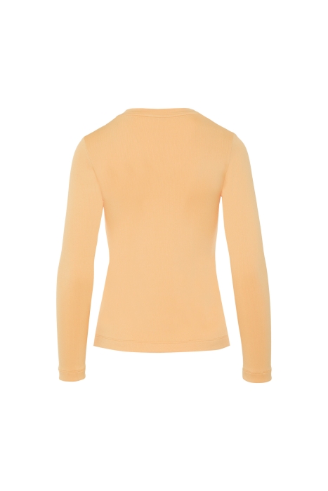 Gizia Long Sleeve Basic Salmon Color Tshirt With Embroidered Collar Detail. 3
