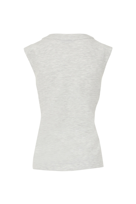 Gizia Grey Sleeveless Blouse with Binding Detail. 2 Gizia Grey Sleeveless Blouse with Binding Detail. 2