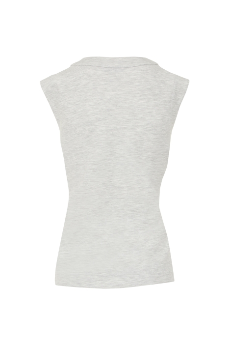 Gizia Grey Sleeveless Blouse with Binding Detail. 2