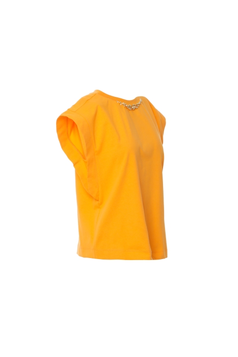 Gizia Orange Blouse With Embroidered Collar. 2 Gizia Orange Blouse With Embroidered Collar. 2
